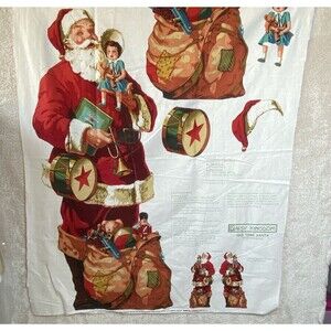 Daisy Kingdom Christmas Fabric Door Panel Wall Hanging Old Time Santa Cut & Sew